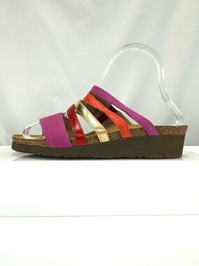 Naot Leather Strappy Slide Sandals Size 37 Comfort Metallic Pink